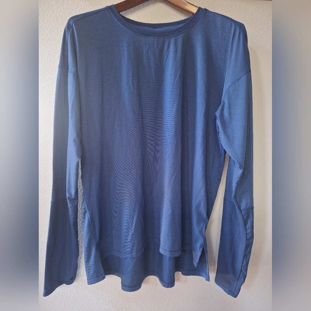 The North Face Womens Long Sleeve Blue Base Layer Outdoor Hiking Size M/L